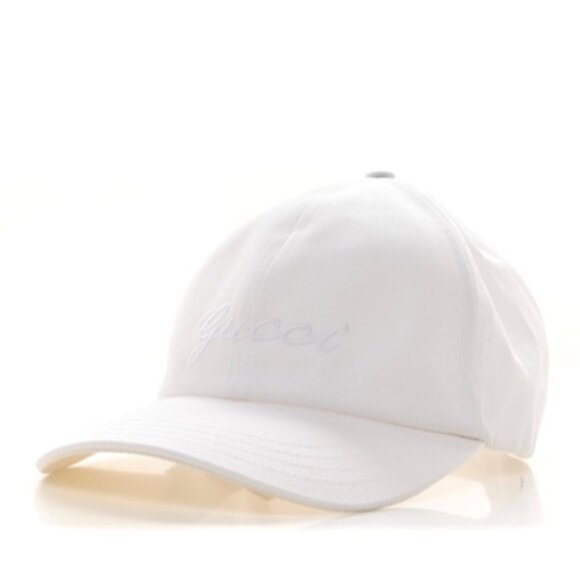 Gucci Canvas Embroidered Logo Baseball Hat For Men White L - Picture 1 of 13
